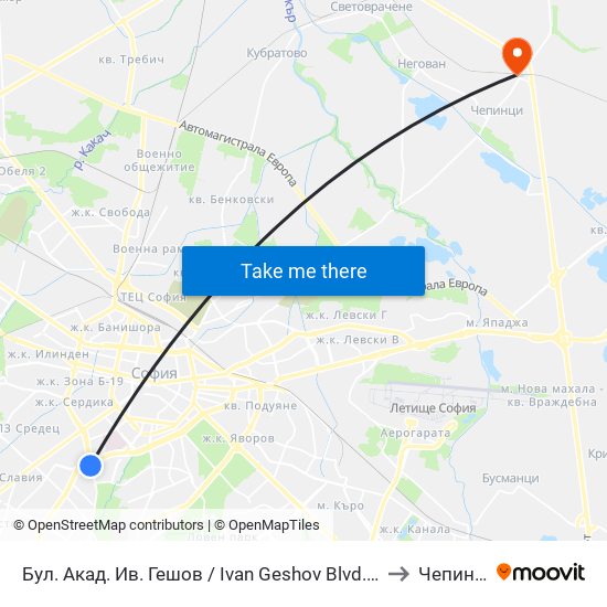 Бул. Акад. Ив. Гешов / Ivan Geshov Blvd. (0270) to Чепинци map