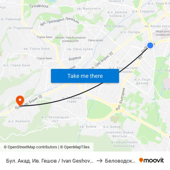 Бул. Акад. Ив. Гешов / Ivan Geshov Blvd. (0275) to Беловодски Път map
