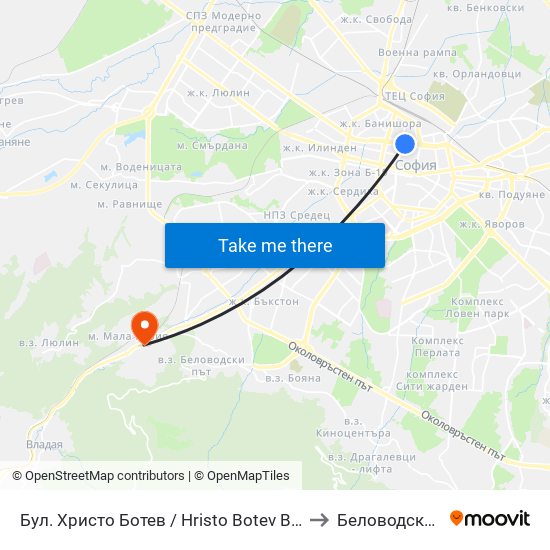 Бул. Христо Ботев / Hristo Botev Blvd. (0385) to Беловодски Път map