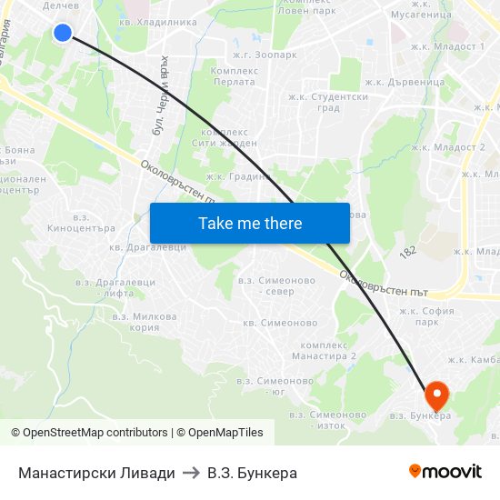 Манастирски Ливади to В.З. Бункера map