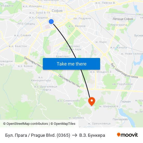 Бул. Прага / Prague Blvd. (0365) to В.З. Бункера map