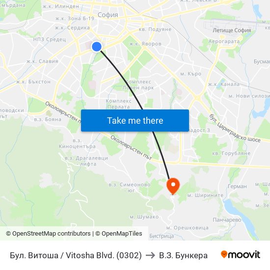 Бул. Витоша / Vitosha Blvd. (0302) to В.З. Бункера map