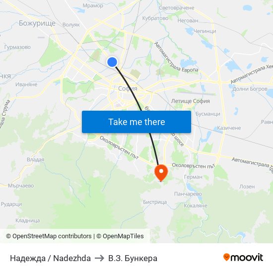 Надежда / Nadezhda to В.З. Бункера map