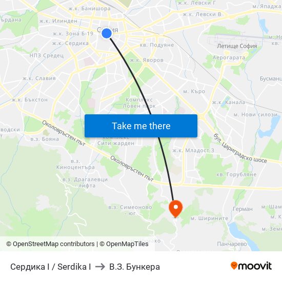Сердика I / Serdika I to В.З. Бункера map