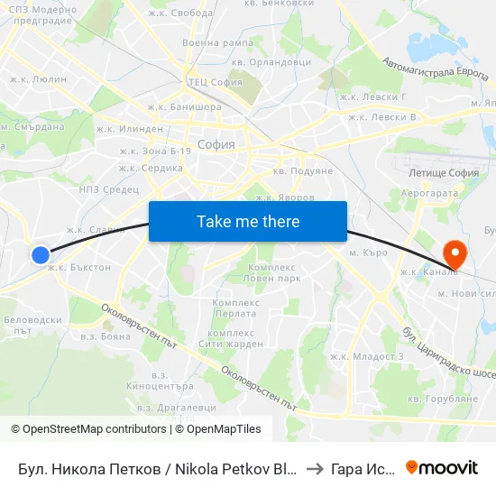 Бул. Никола Петков / Nikola Petkov Blvd. (0350) to Гара Искър map