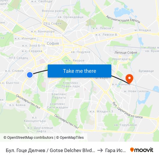 Бул. Гоце Делчев / Gotse Delchev Blvd. (0314) to Гара Искър map