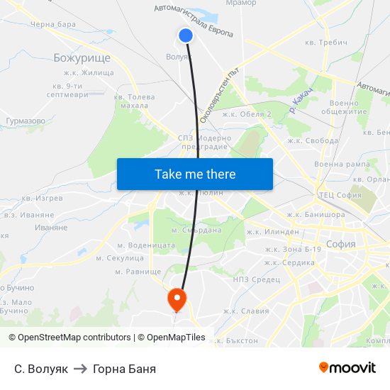 С. Волуяк to Горна Баня map