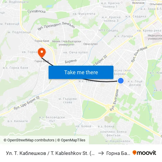 Ул. Т. Каблешков / T. Kableshkov St. (2213) to Горна Баня map