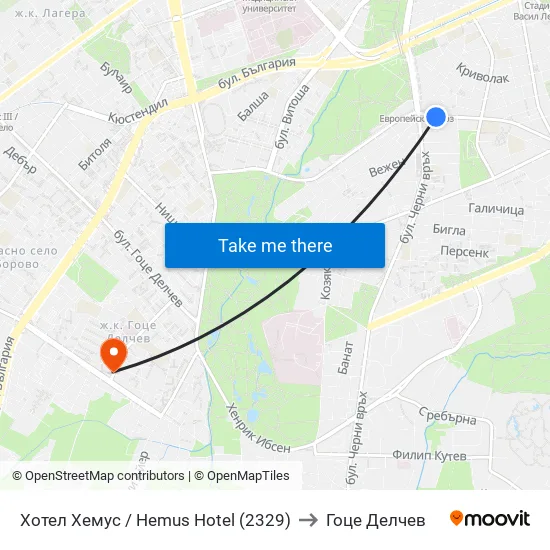 Ⓜ️ Хотел Хемус / Hemus Hotel (2329) to Гоце Делчев map