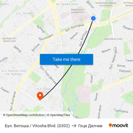 Бул. Витоша / Vitosha Blvd. (0302) to Гоце Делчев map