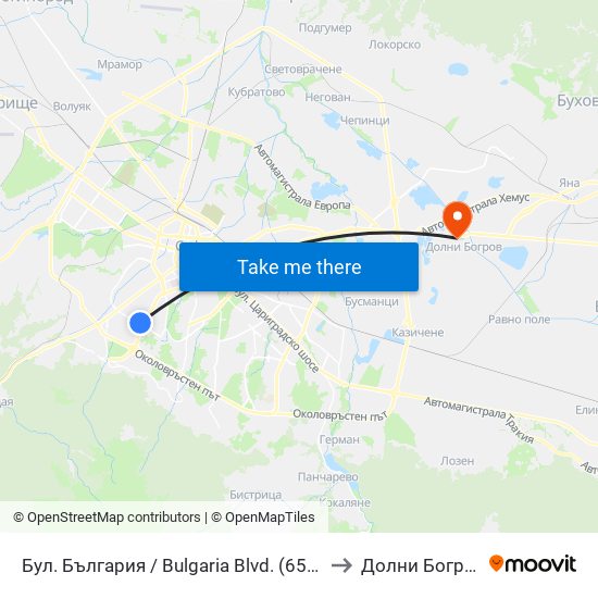 Бул. България / Bulgaria Blvd. (6564) to Долни Богров map
