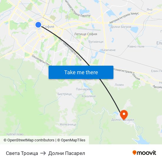 Света Троица to Долни Пасарел map