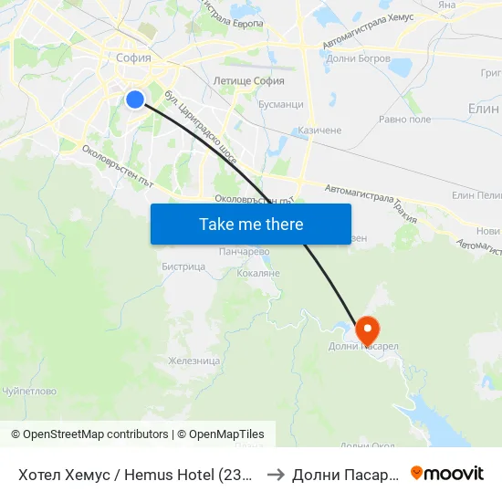 Ⓜ️ Хотел Хемус / Hemus Hotel (2329) to Долни Пасарел map