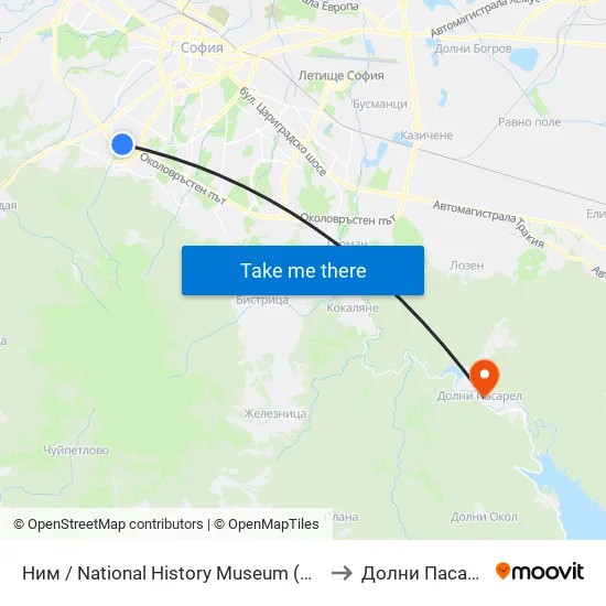 🎨 Ним / National History Museum (1464) to Долни Пасарел map
