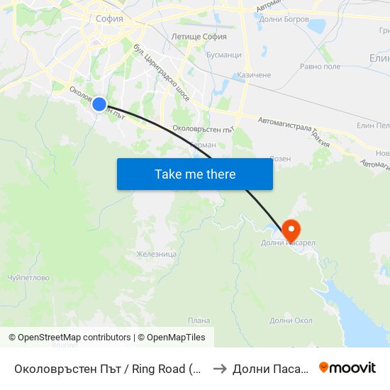 Околовръстен Път / Ring Road (1177) to Долни Пасарел map