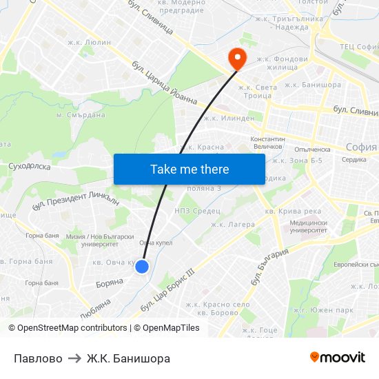 Павлово to Ж.К. Банишора map