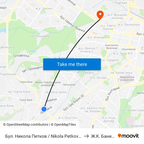Бул. Никола Петков / Nikola Petkov Blvd. (0347) to Ж.К. Банишора map