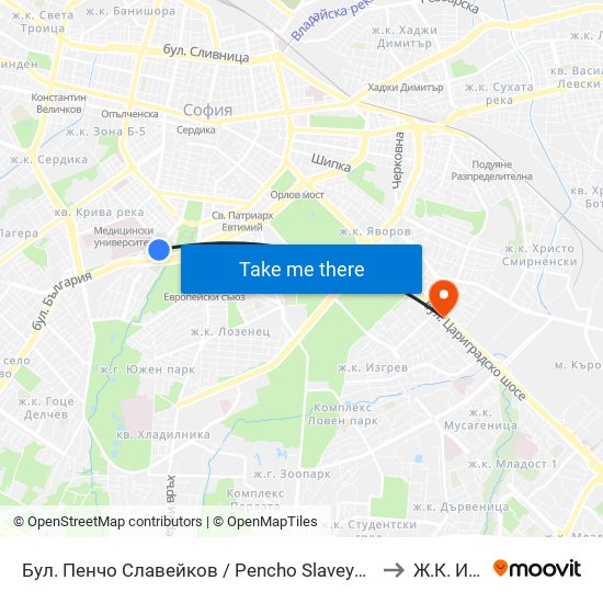 Бул. Пенчо Славейков / Pencho Slaveykov Blvd. (0356) to Ж.К. Изток map