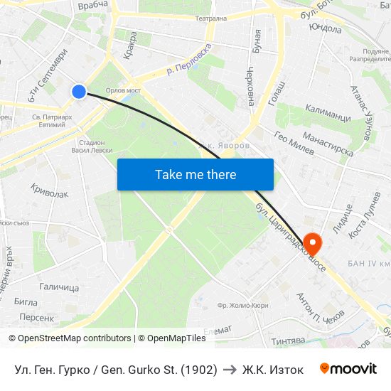 Ул. Ген. Гурко / Gen. Gurko St. (1902) to Ж.К. Изток map