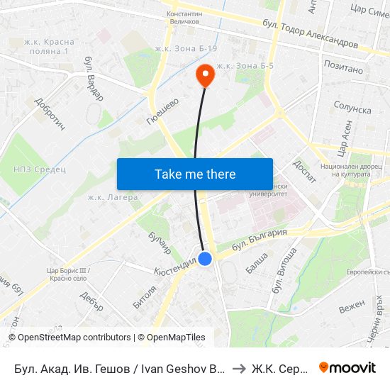 Бул. Акад. Ив. Гешов / Ivan Geshov Blvd. (0275) to Ж.К. Сердика map