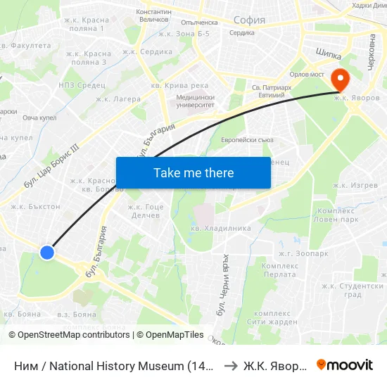 🎨 Ним / National History Museum (1464) to Ж.К. Яворов map