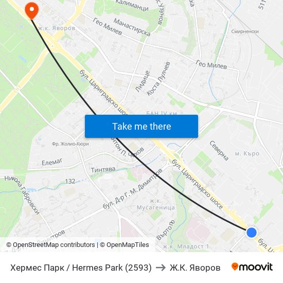 Хермес Парк / Hermes Park (2593) to Ж.К. Яворов map