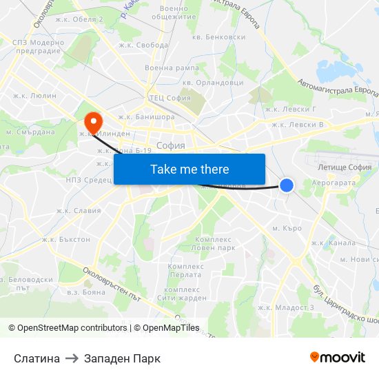 Слатина to Западен Парк map