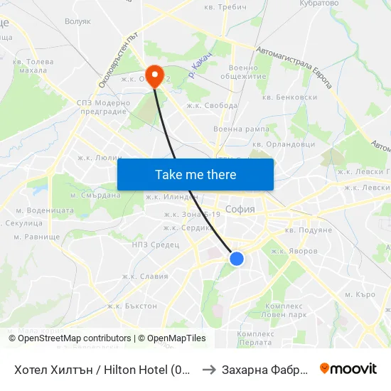 Хотел Хилтън / Hilton Hotel (0397) to Захарна Фабрика map