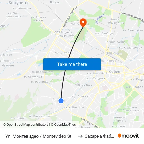 Ул. Монтевидео / Montevideo St. (2050) to Захарна Фабрика map