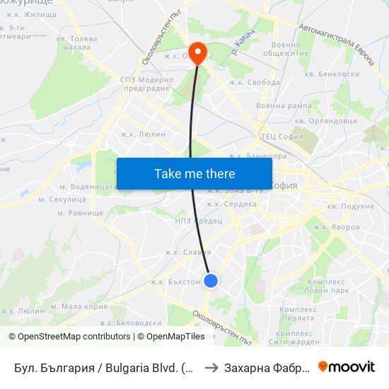 Бул. България / Bulgaria Blvd. (6564) to Захарна Фабрика map