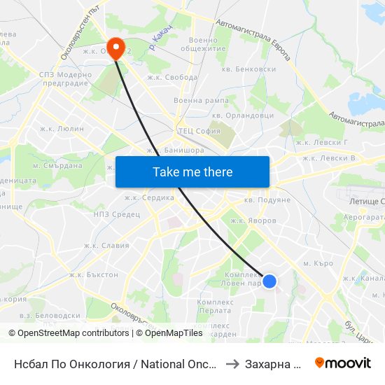 Нсбал По Онкология / National Oncology Hospital (2542) to Захарна Фабрика map