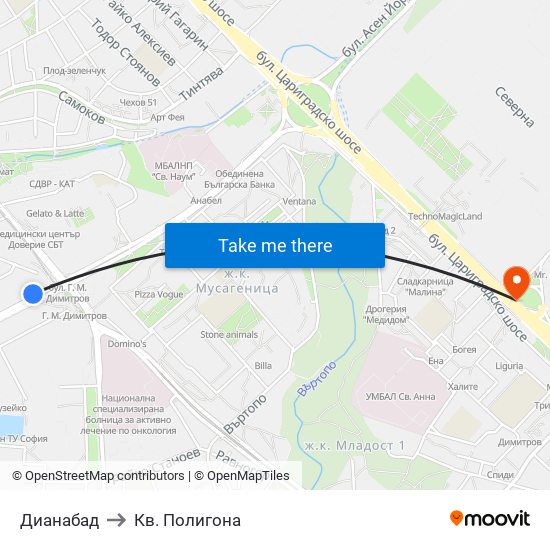 Дианабад to Кв. Полигона map