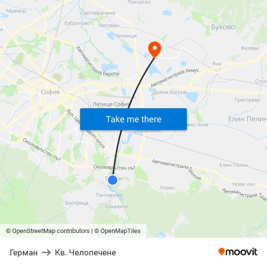 Герман to Кв. Челопечене map