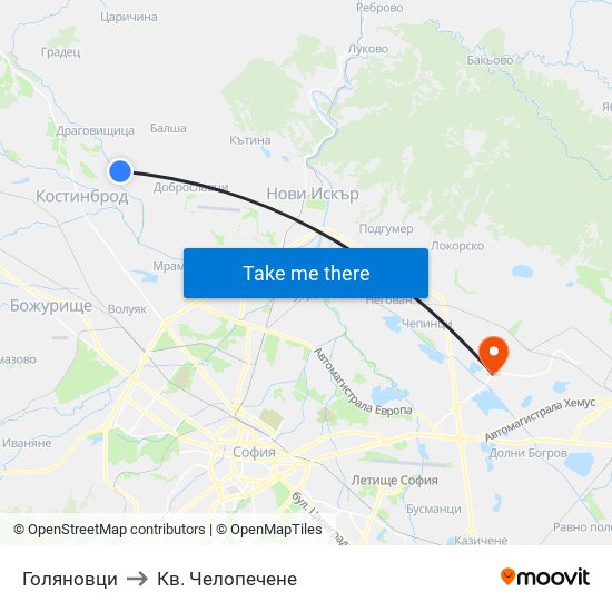 Голяновци to Кв. Челопечене map