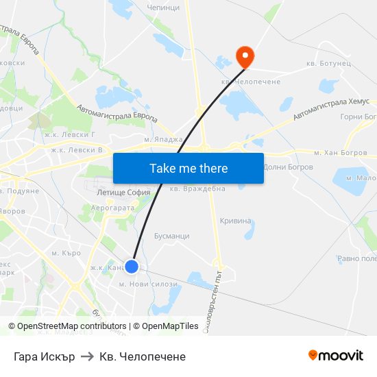Гара Искър to Кв. Челопечене map