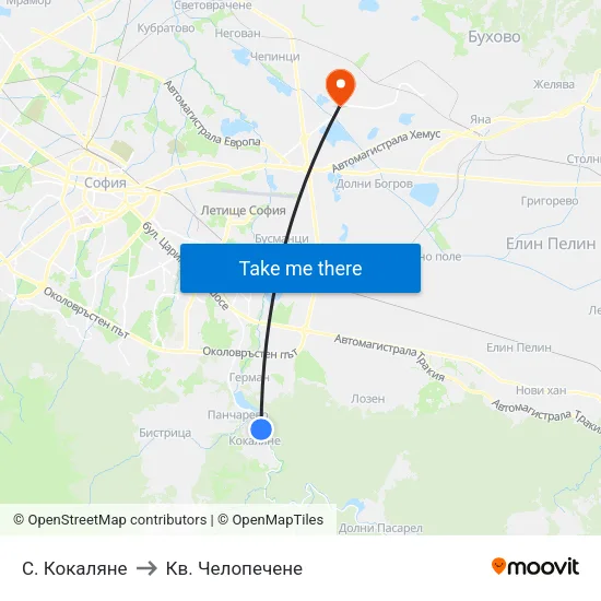 С. Кокаляне to Кв. Челопечене map