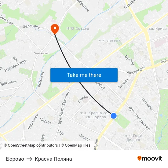 Борово to Красна Поляна map