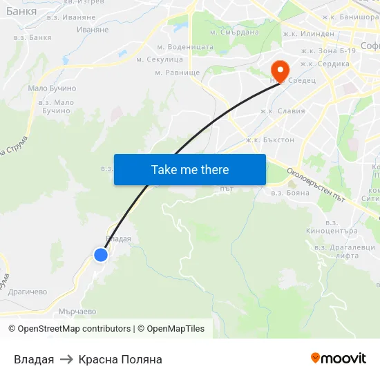 Владая to Красна Поляна map