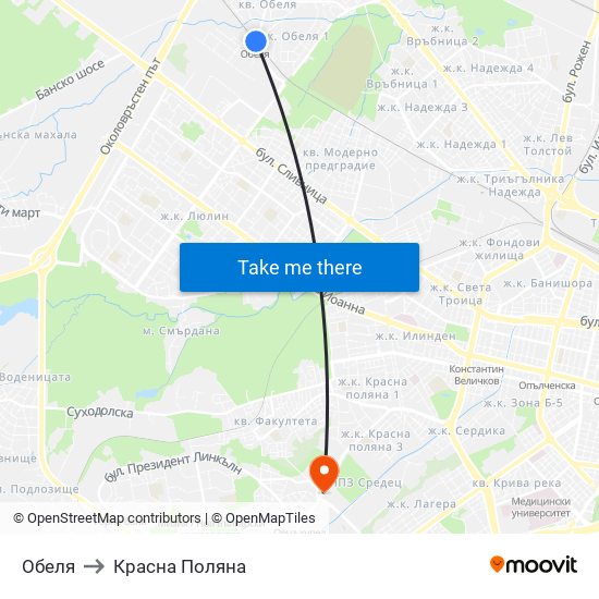 Обеля to Красна Поляна map