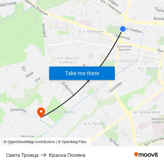 Света Троица to Красна Поляна map