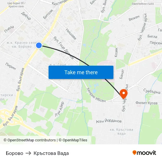 Борово to Кръстова Вада map