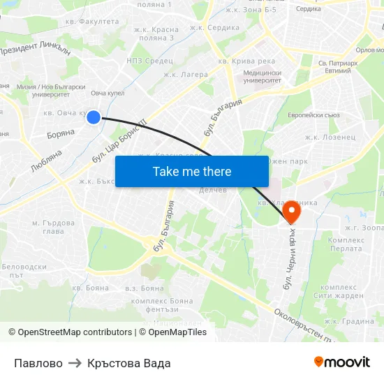 Павлово to Кръстова Вада map