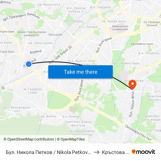 Бул. Никола Петков / Nikola Petkov Blvd. (0350) to Кръстова Вада map