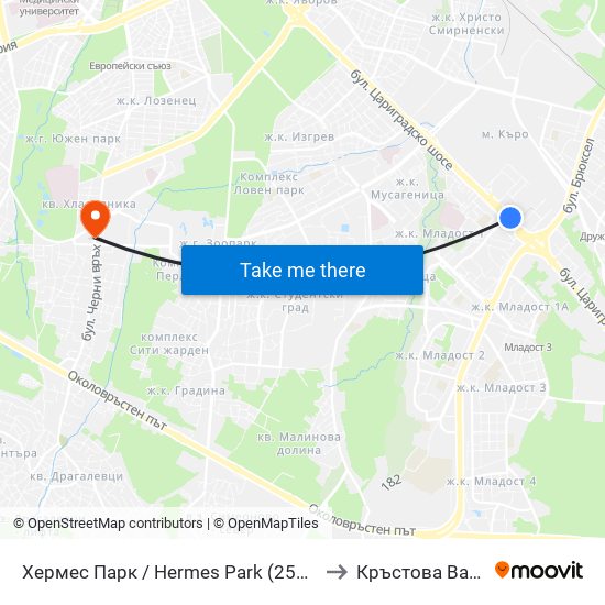 Хермес Парк / Hermes Park (2593) to Кръстова Вада map