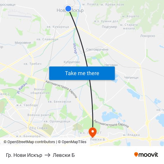Гр. Нови Искър to Левски Б map
