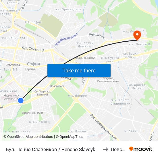 Бул. Пенчо Славейков / Pencho Slaveykov Blvd. (0356) to Левски Б map