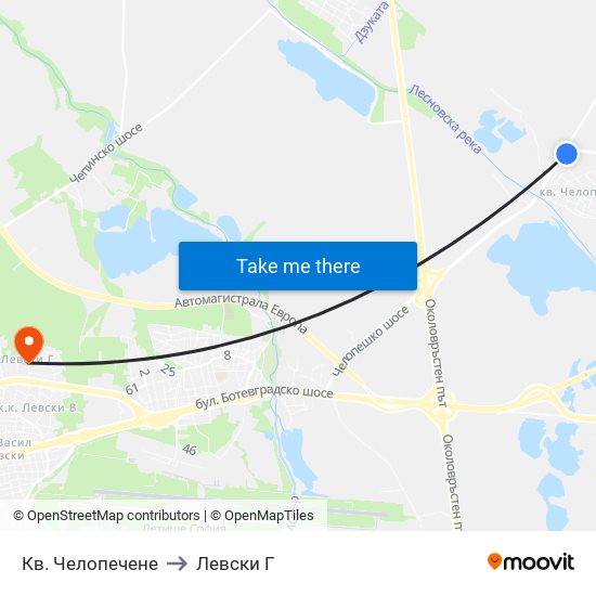Кв. Челопечене to Левски Г map