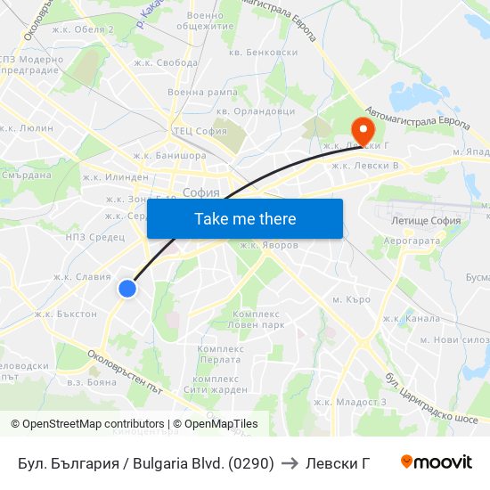 Бул. България / Bulgaria Blvd. (0290) to Левски Г map