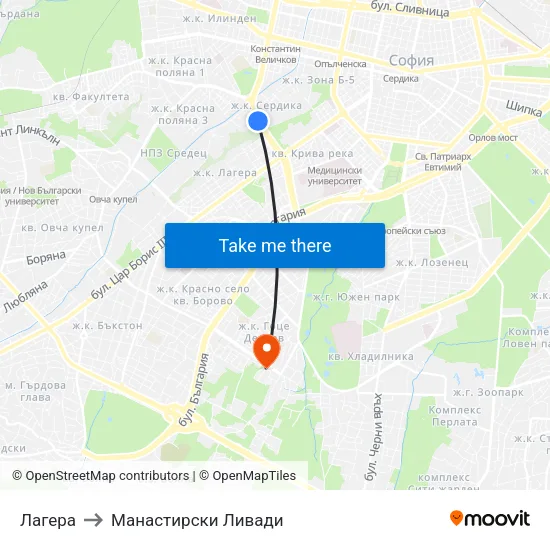 Лагера to Манастирски Ливади map