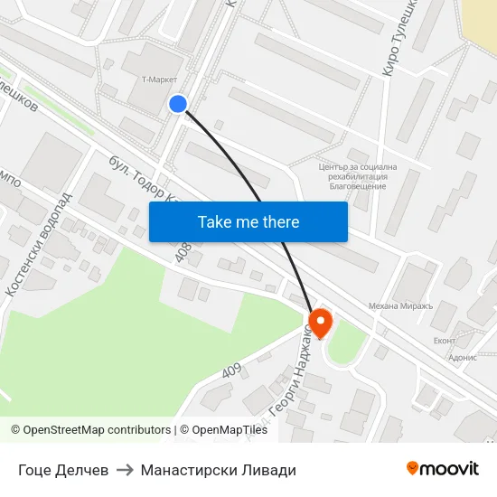 Гоце Делчев to Манастирски Ливади map